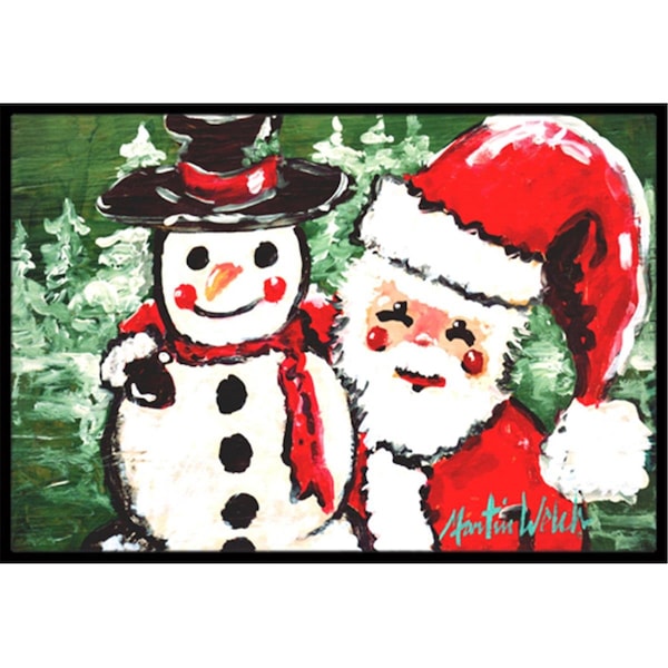 Carolines Treasures Friends Snowman And Santa Claus Indoor Or Outdoor Mat 18 x 27 In. MW1167MAT - main